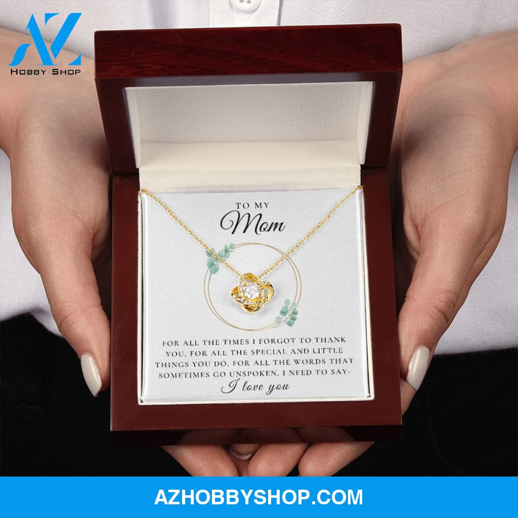 To My Mom - I Love You | 14k White OR 18k Gold Love Knot Necklace