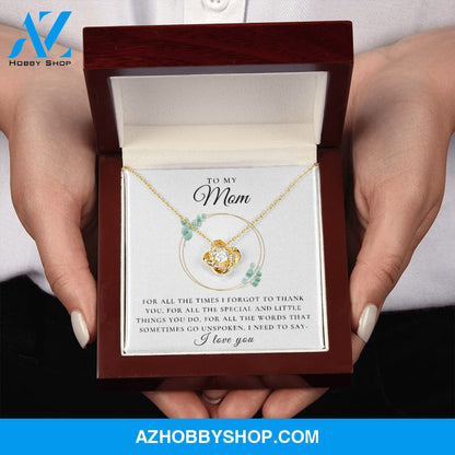 To My Mom - I Love You | 14k White OR 18k Gold Love Knot Necklace