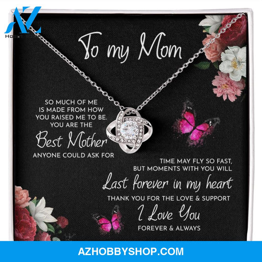 To My Mom Time May Fly Love Knot Necklace