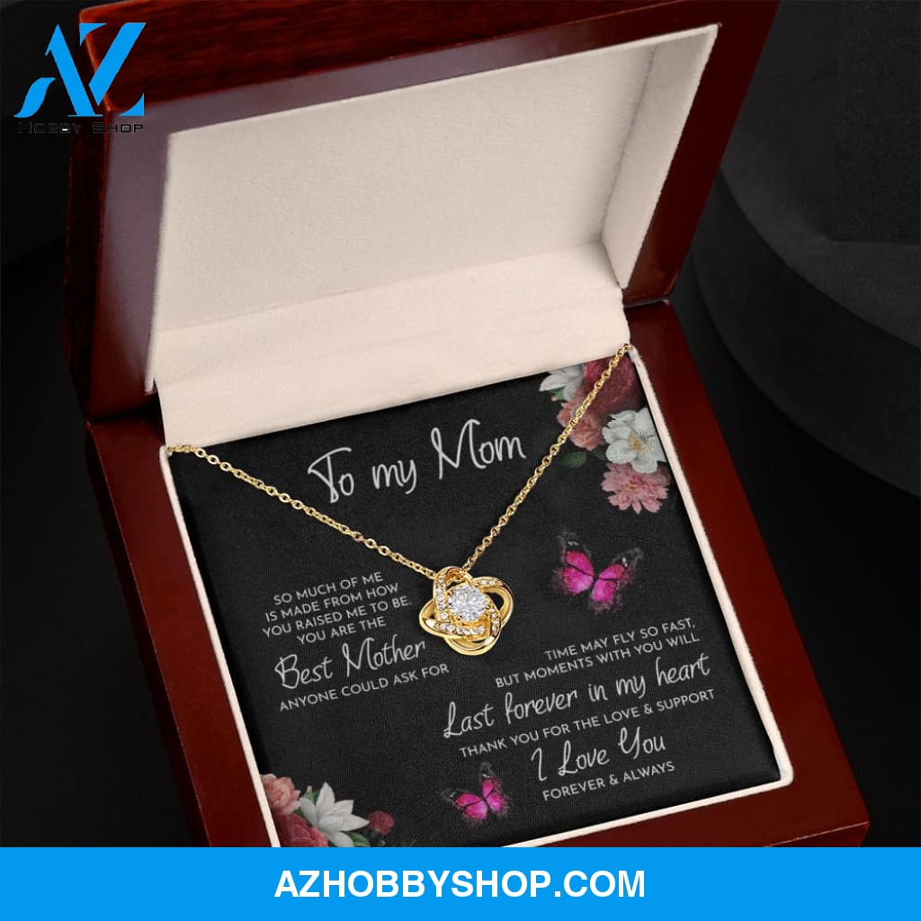 To My Mom Time May Fly Love Knot Necklace
