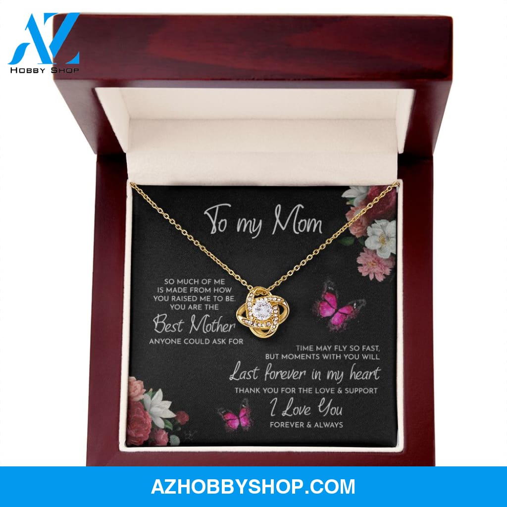 To My Mom Time May Fly Love Knot Necklace