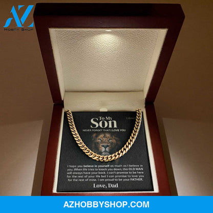 To my Son - Believe in Yourself - Cuban Link Chain Necklace