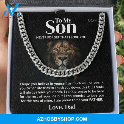 To my Son - Believe in Yourself - Cuban Link Chain Necklace