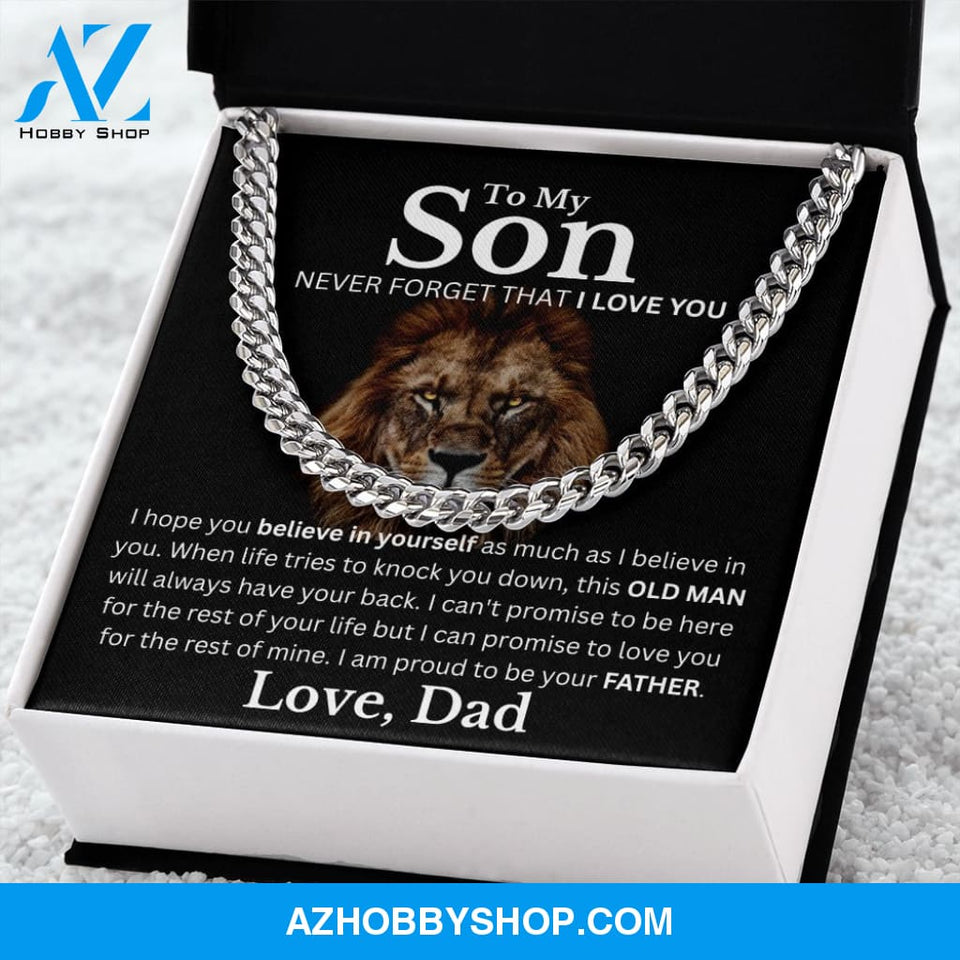 To my Son From Dad - Believe in Yourself - Cuban Link Chain Necklace