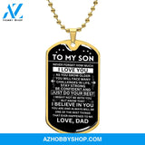 To My Son Gift From Dad | Just Do Your Best | Dog Tag Necklace Military Ball Chain