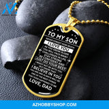To My Son Gift From Dad | Just Do Your Best | Dog Tag Necklace Military Ball Chain