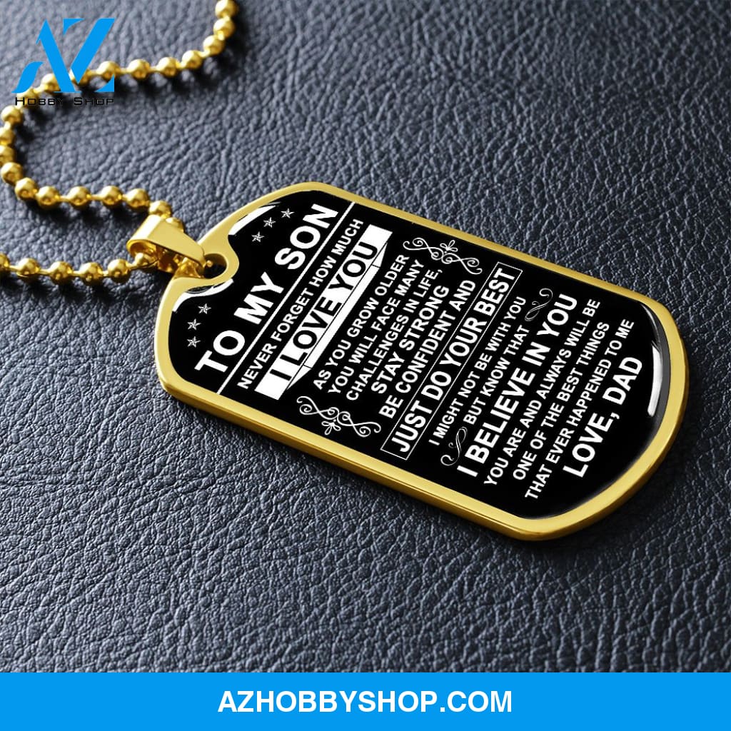 To My Son Gift From Dad | Just Do Your Best | Dog Tag Necklace Military Ball Chain