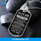 To My Son Gift From Dad | Just Do Your Best | Dog Tag Necklace Military Ball Chain