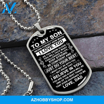 To My Son Gift From Dad | Just Do Your Best | Dog Tag Necklace Military Ball Chain
