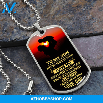 To My Son - Graphical Dog Tag & Ball chain (steel)