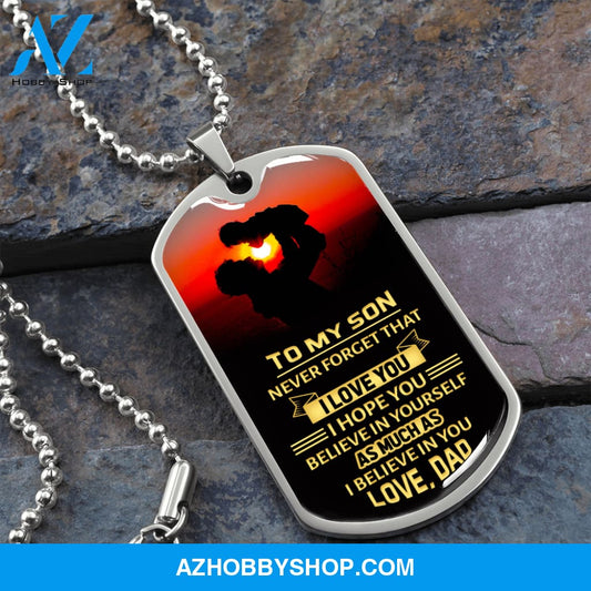 To My Son - Graphical Dog Tag & Ball chain (steel)