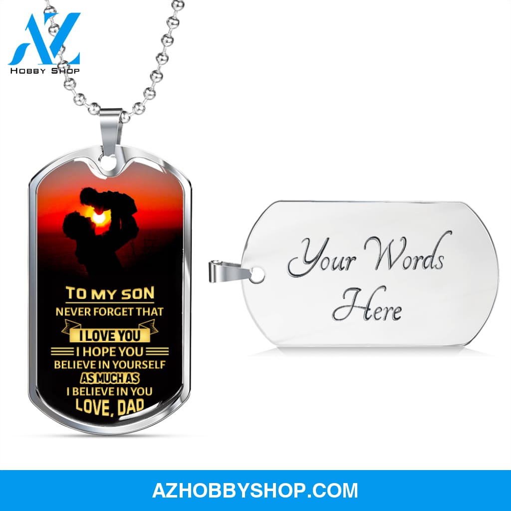 To My Son - Graphical Dog Tag & Ball chain (steel)