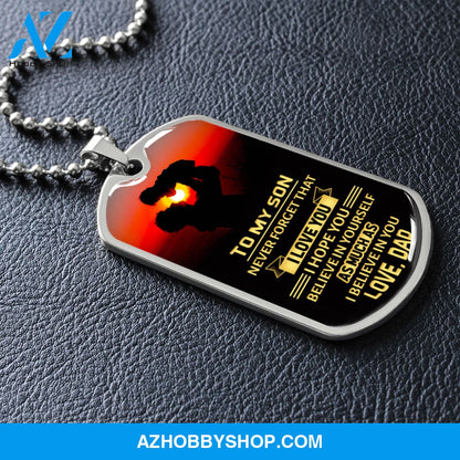 To My Son - Graphical Dog Tag & Ball chain (steel)