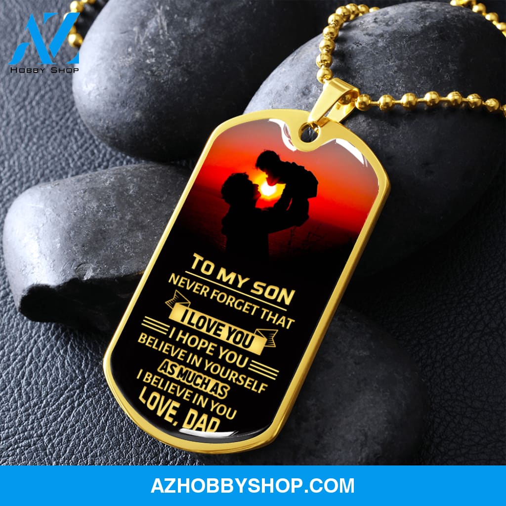 To My Son - Graphical Dog Tag & Ball chain (steel)