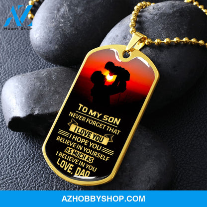 To My Son - Graphical Dog Tag & Ball chain (steel)
