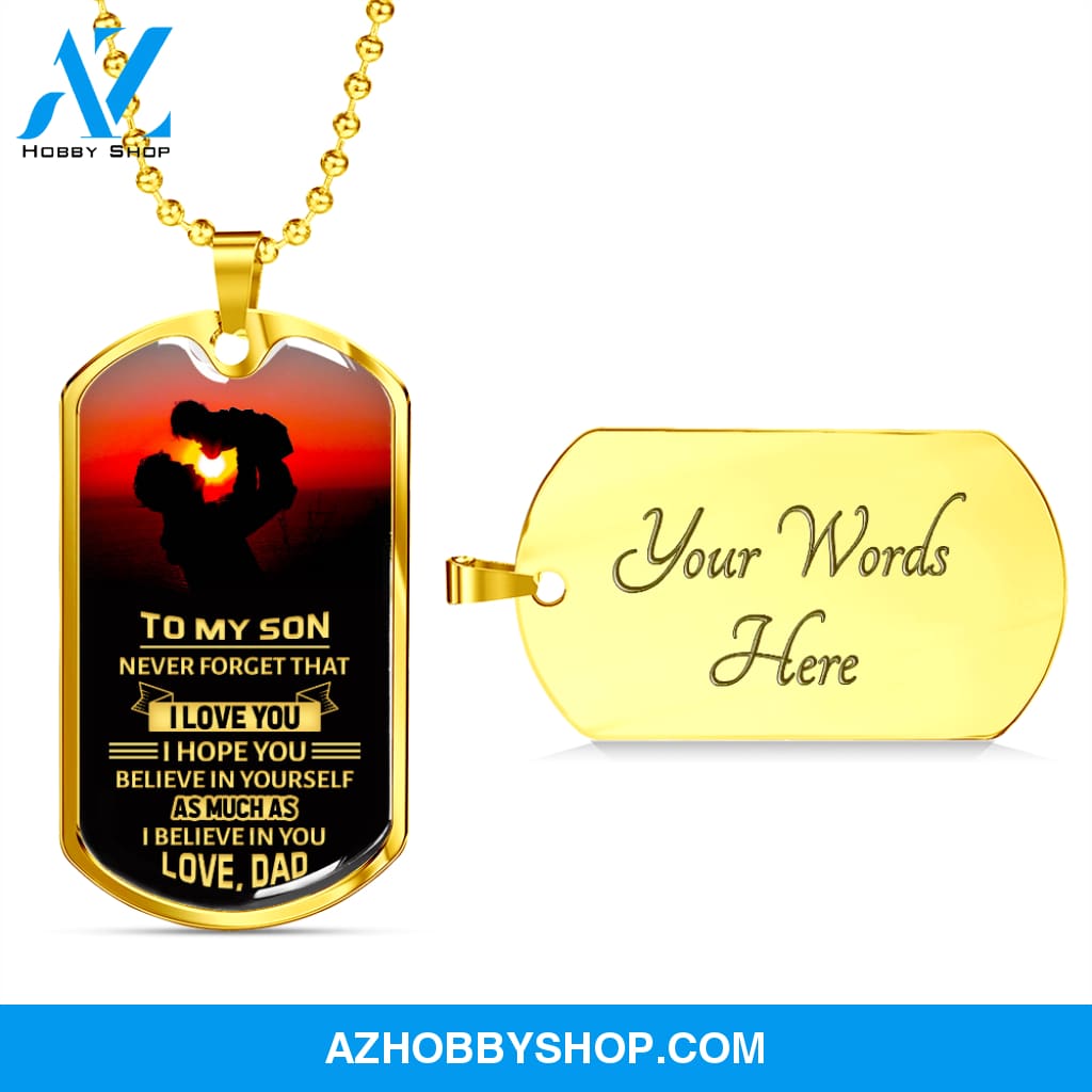 To My Son - Graphical Dog Tag & Ball chain (steel)