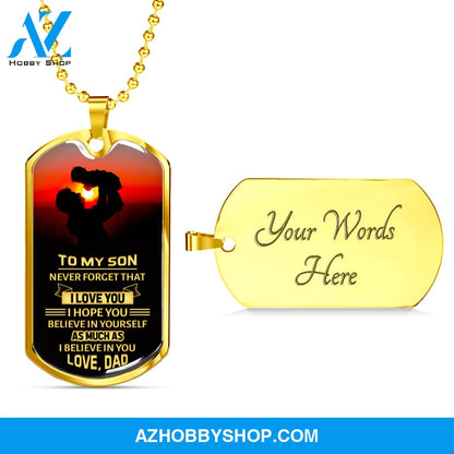To My Son - Graphical Dog Tag & Ball chain (steel)