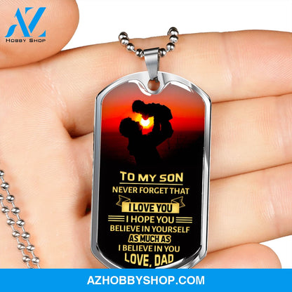 To My Son - Graphical Dog Tag & Ball chain (steel)