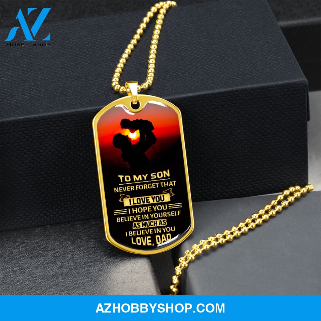 To My Son - Graphical Dog Tag & Ball chain (steel)