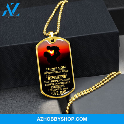 To My Son - Graphical Dog Tag & Ball chain (steel)