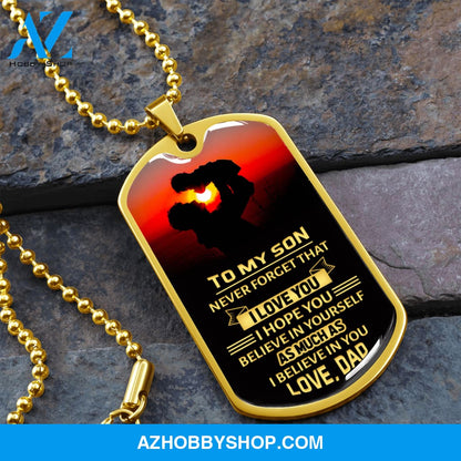To My Son - Graphical Dog Tag & Ball chain (steel)