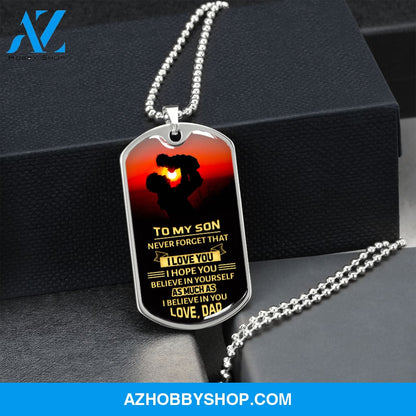 To My Son - Graphical Dog Tag & Ball chain (steel)