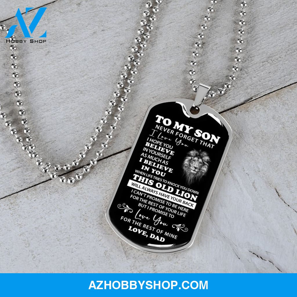To My Son Love Dad - This Old Lion - Military Style Dog Tag