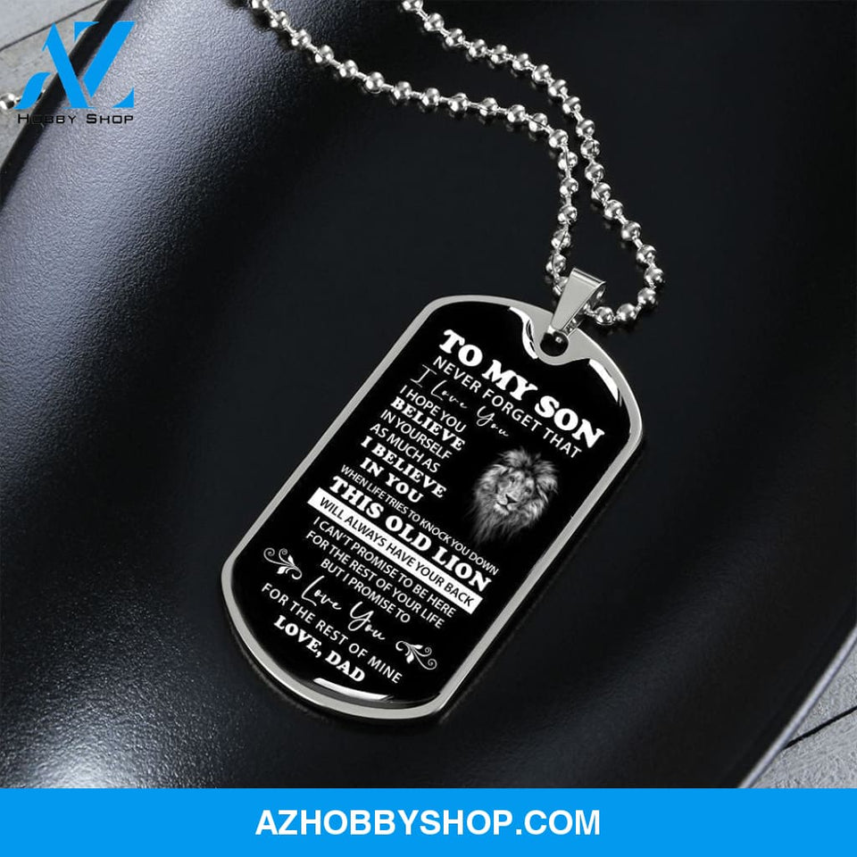 To My Son Love Dad - This Old Lion - Military Style Dog Tag
