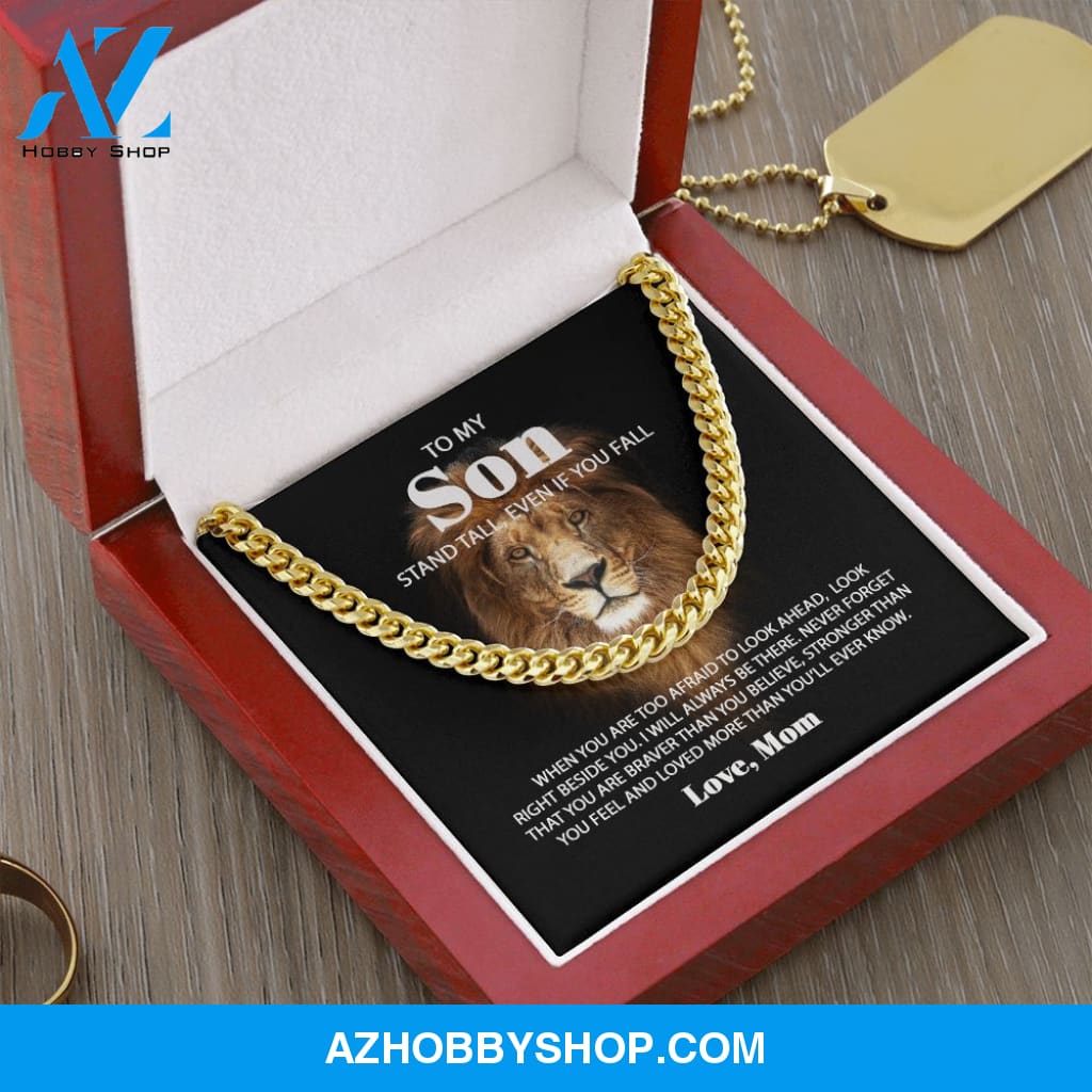 To My Son Love Mom - Never Forget - Lion Cuban Link Chain