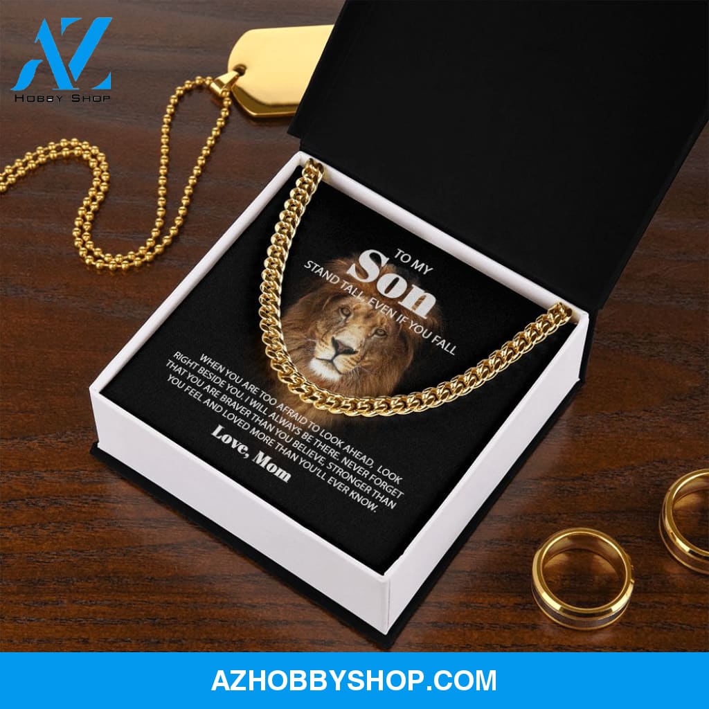 To My Son Love Mom - Never Forget - Lion Cuban Link Chain