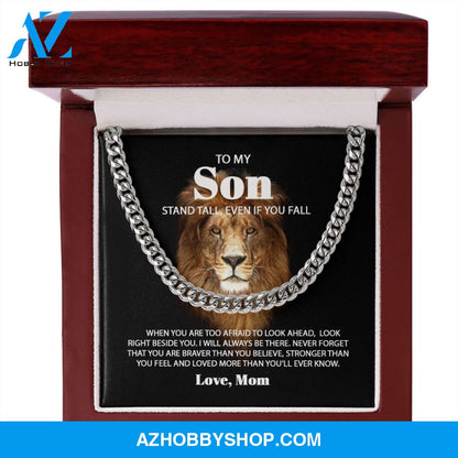 To My Son Love Mom - Never Forget - Lion Cuban Link Chain