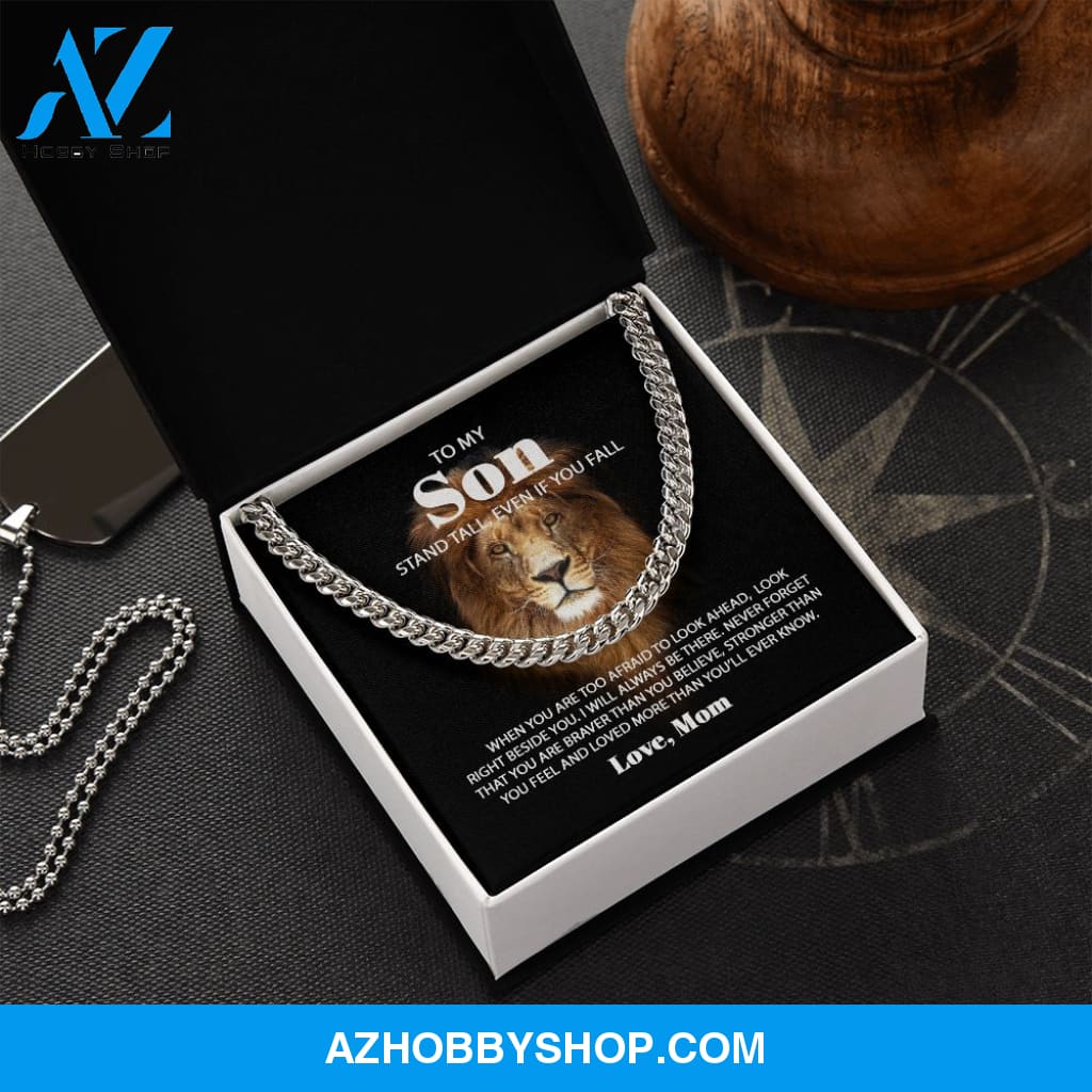 To My Son Love Mom - Never Forget - Lion Cuban Link Chain