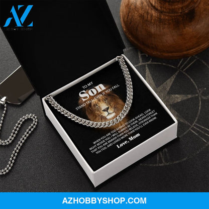 To My Son Love Mom - Never Forget - Lion Cuban Link Chain