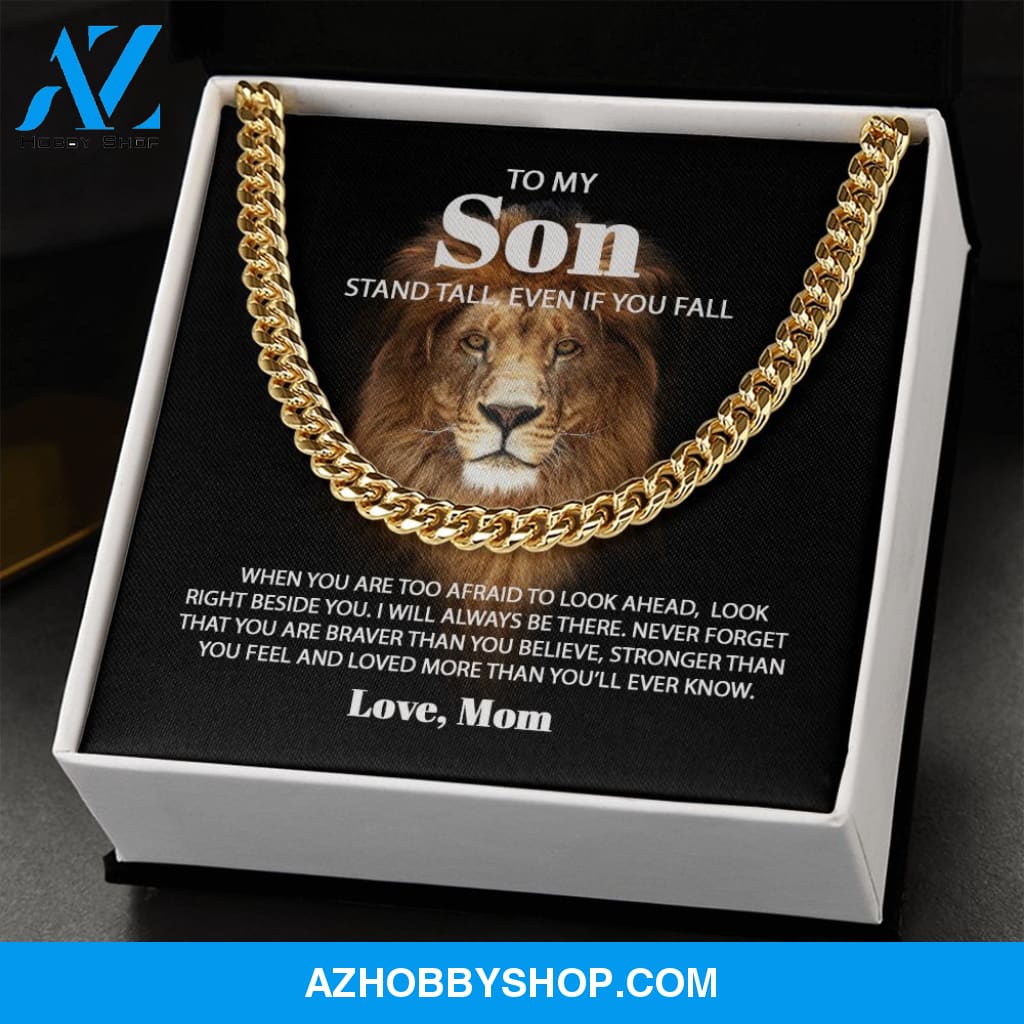 To My Son Love Mom - Never Forget - Lion Cuban Link Chain