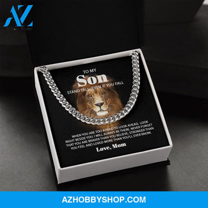 To My Son Love Mom - Never Forget - Lion Cuban Link Chain
