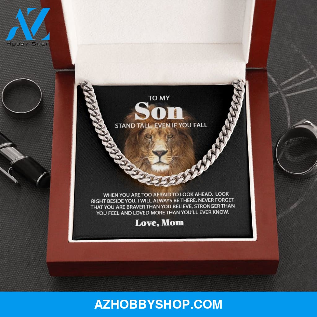 To My Son Love Mom - Never Forget - Lion Cuban Link Chain