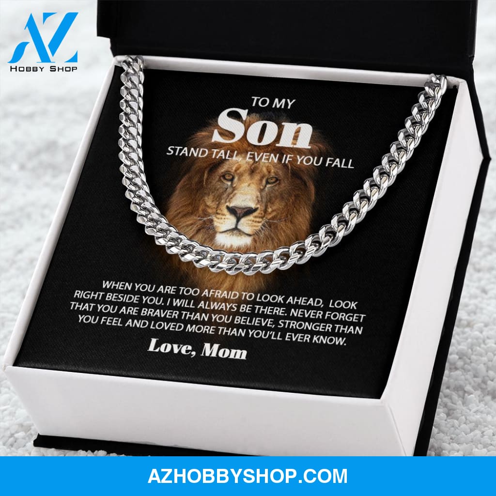 To My Son Love Mom - Never Forget - Lion Cuban Link Chain