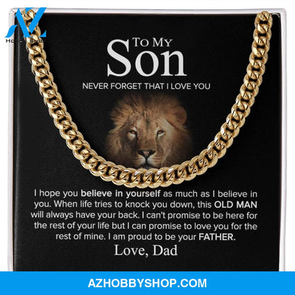 To My Son - Never Forget - Cuban Link Chain
