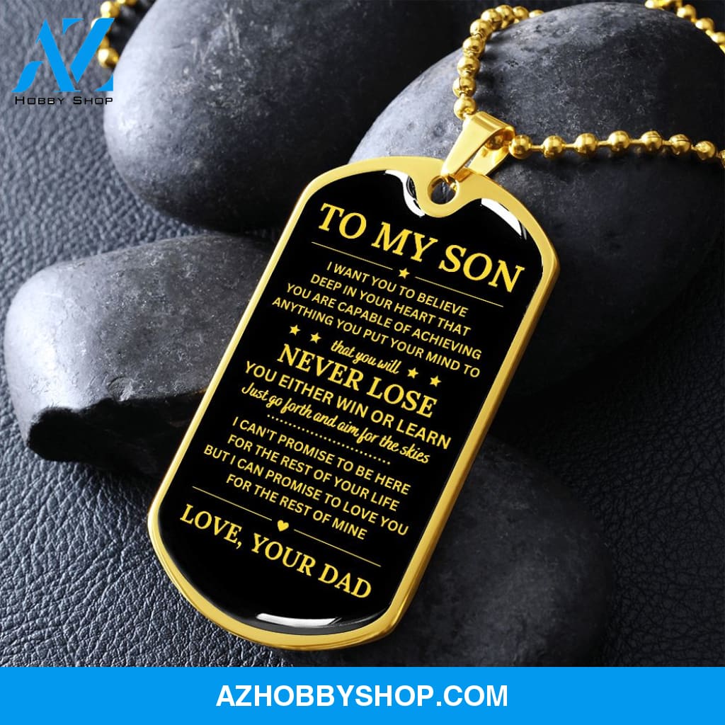 To My Son | Never Lose | Dog Tag Necklace | Gift for Son from Dad