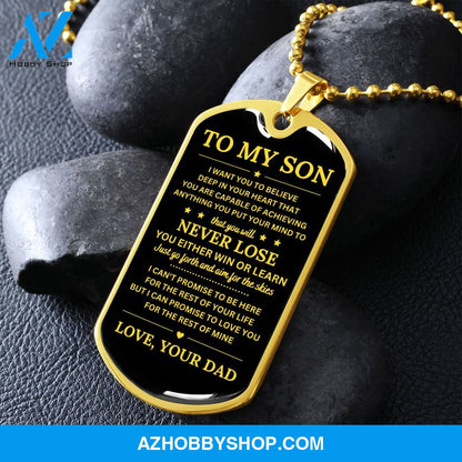 To My Son | Never Lose | Dog Tag Necklace | Gift for Son from Dad