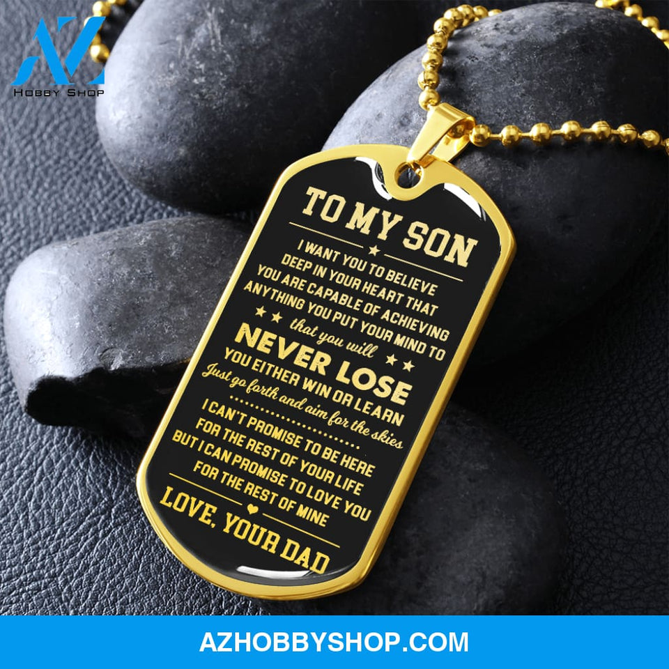 To My Son | Never Lose | Dog Tag Necklace | Gift for Son from Dad
