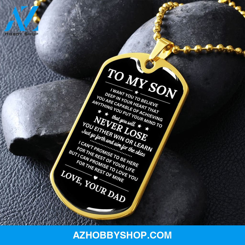 To My Son | Never Lose | Dog Tag Necklace | Gift for Son from Dad