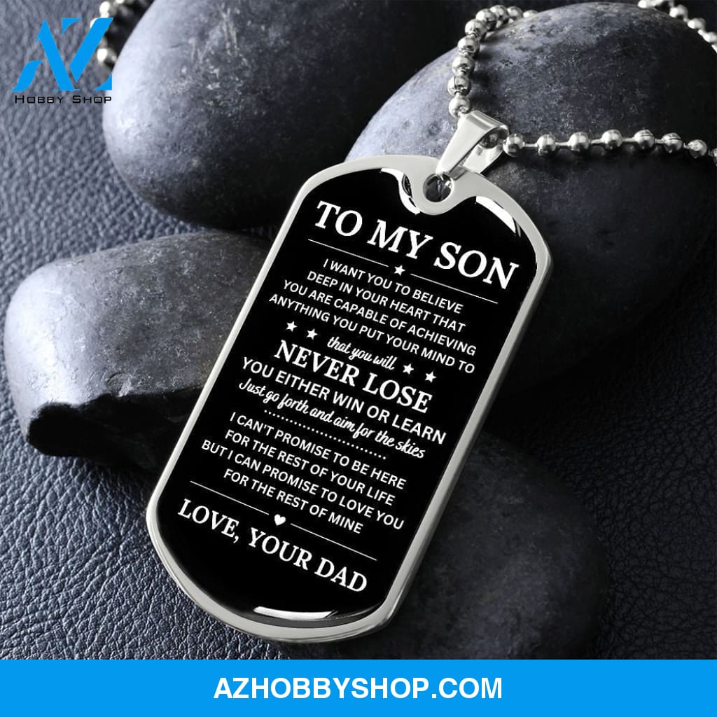 To My Son | Never Lose | Dog Tag Necklace | Gift for Son from Dad