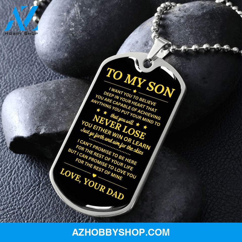 To My Son | Never Lose | Dog Tag Necklace | Gift for Son from Dad