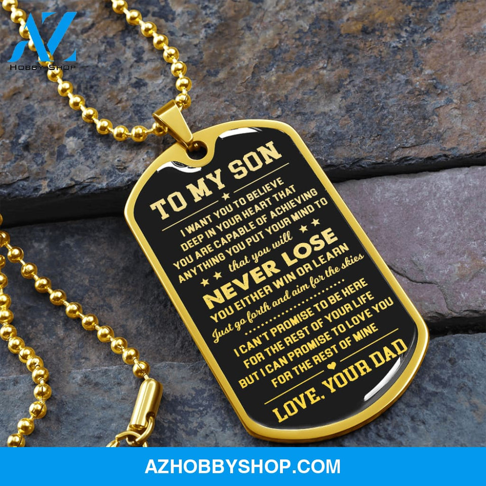 To My Son | Never Lose | Dog Tag Necklace | Gift for Son from Dad