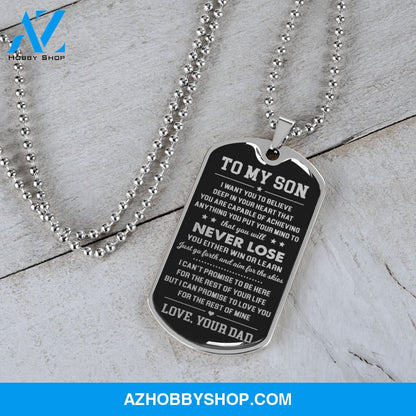 To My Son | Never Lose | Dog Tag Necklace | Gift for Son from Dad