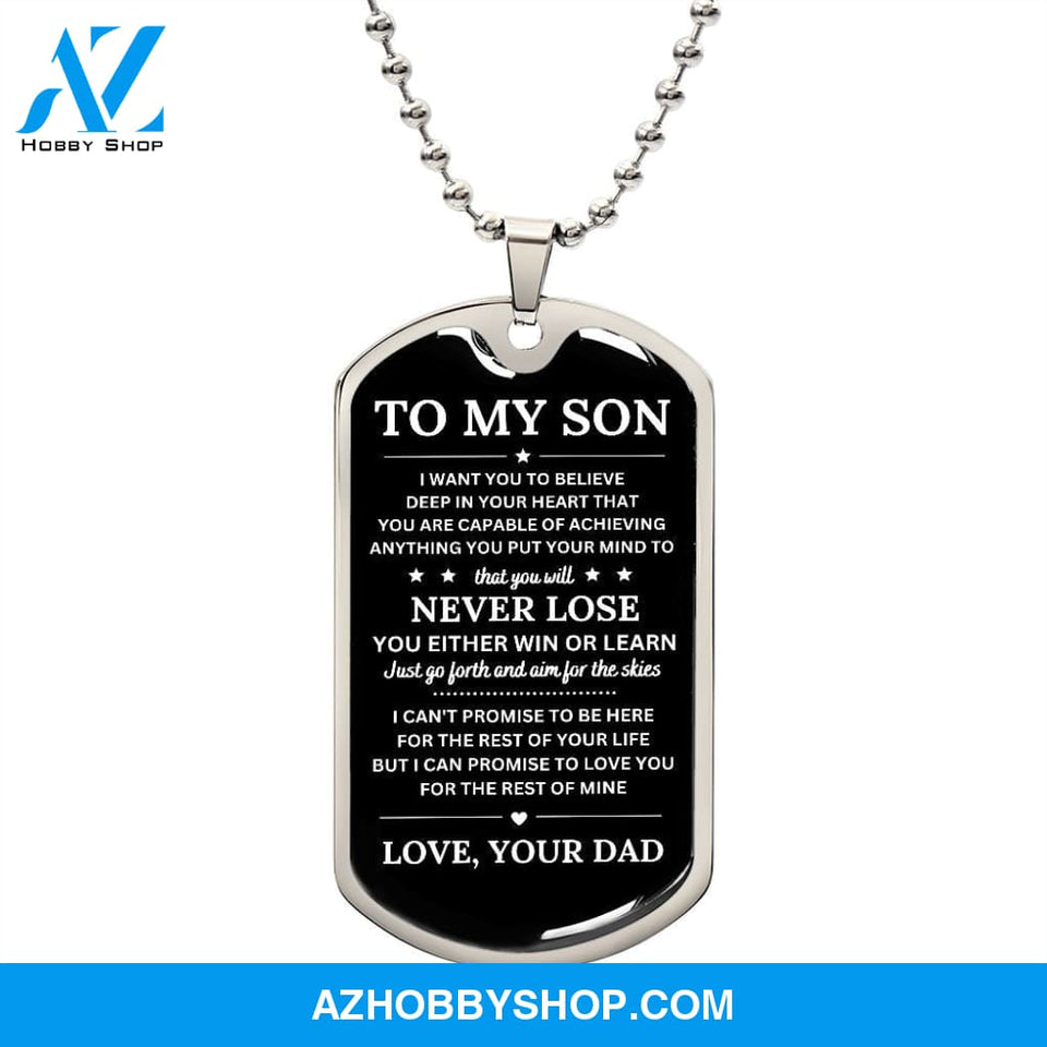 To My Son | Never Lose | Dog Tag Necklace | Gift for Son from Dad