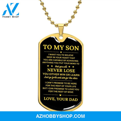 To My Son | Never Lose | Dog Tag Necklace | Gift for Son from Dad