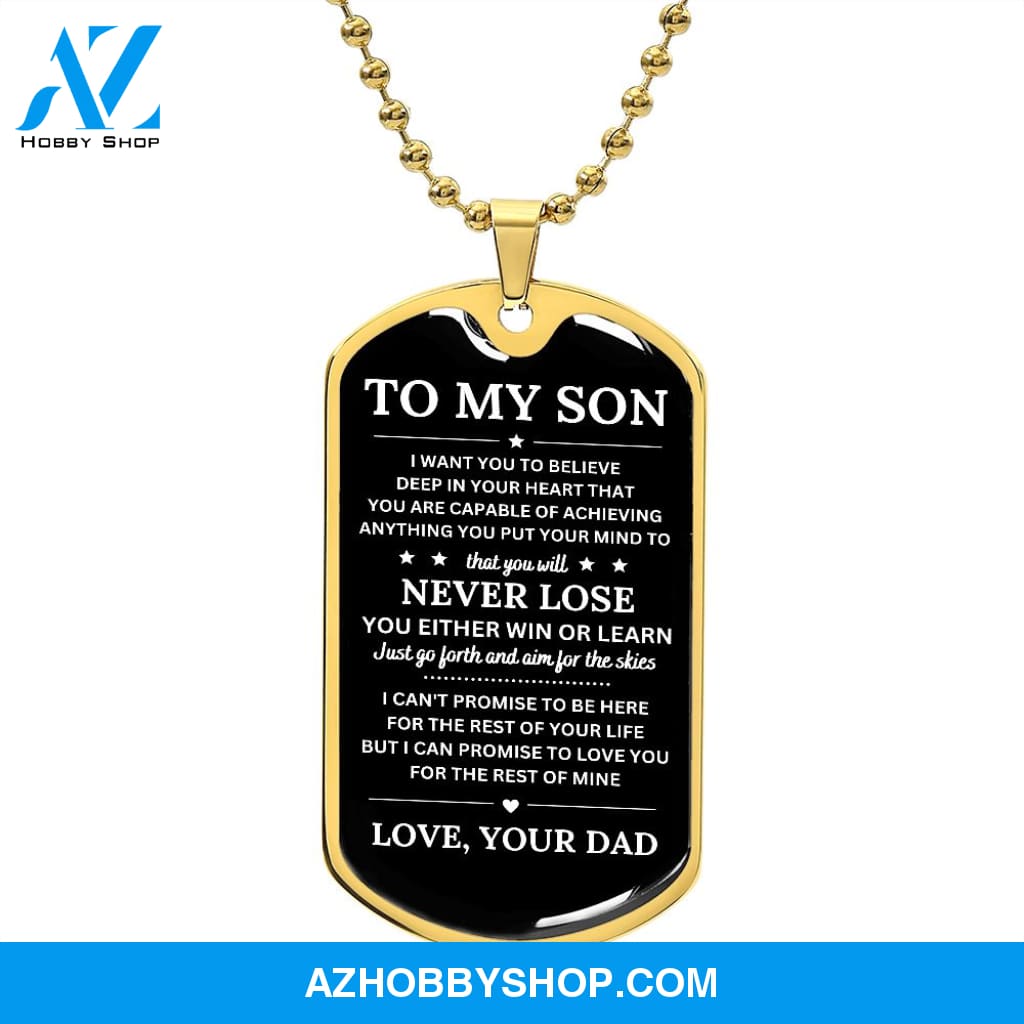 To My Son | Never Lose | Dog Tag Necklace | Gift for Son from Dad