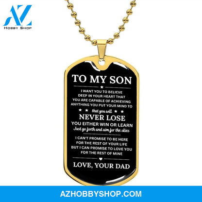 To My Son | Never Lose | Dog Tag Necklace | Gift for Son from Dad